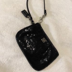 Coach Black Sequin Wristlet Hand Wallet